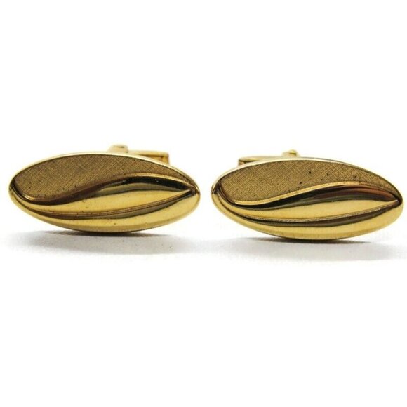 Foster Oval Wave Smooth & Rough Design Cufflinks Tux Shirt Dress Suit Vintage - Picture 2 of 10